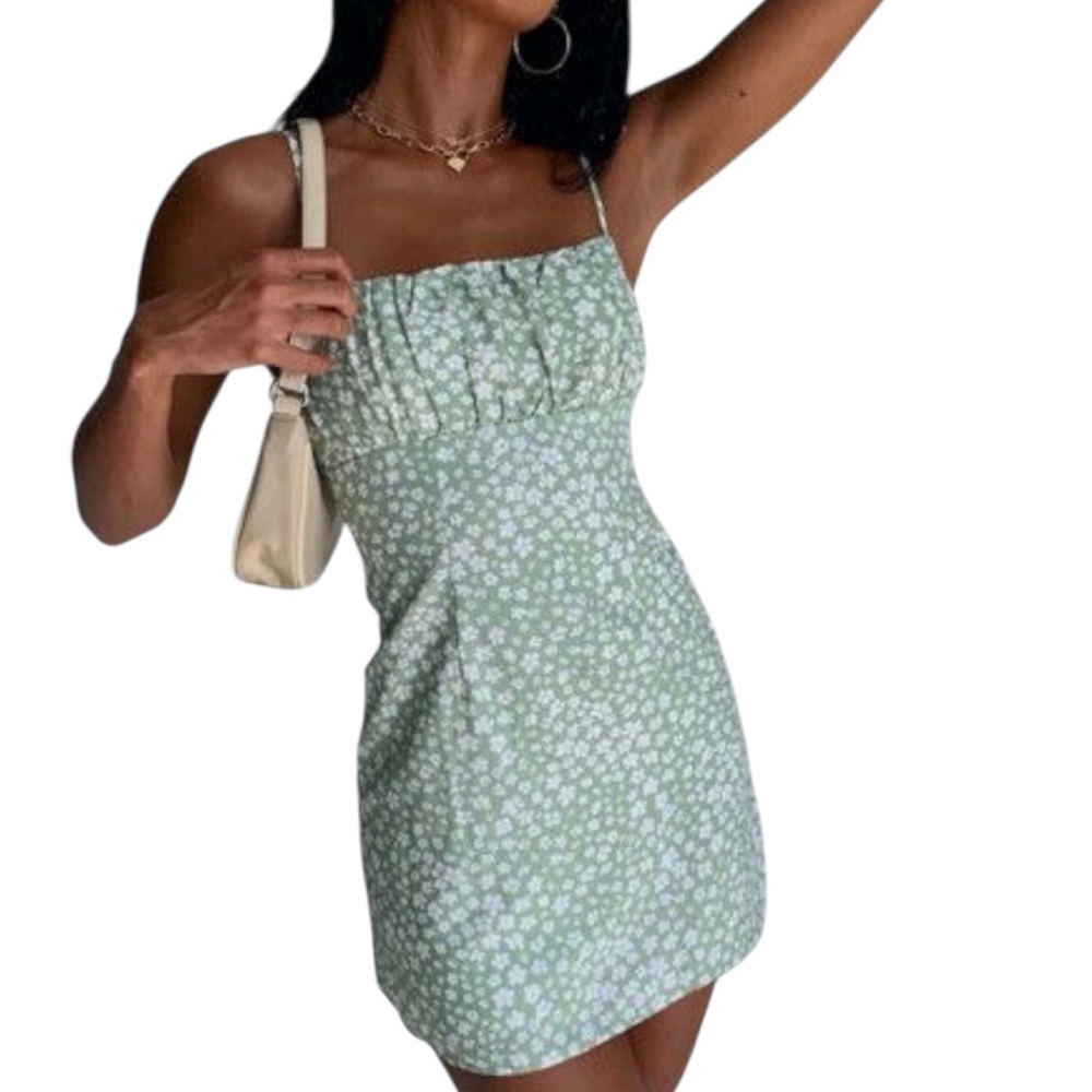 Princess Polly sage green small mini dress, cottagecore, soft girl, fairycore
